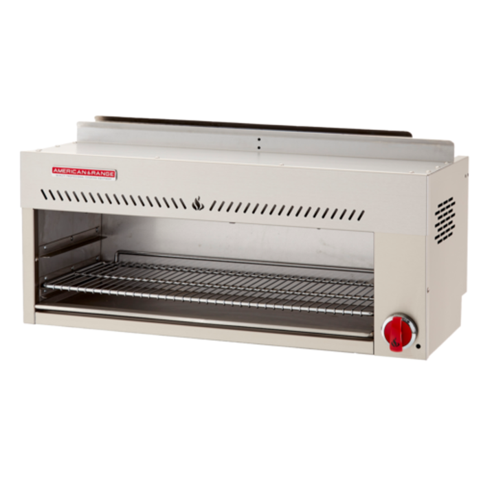 Tag alternatif : American Range 72" Large Broiler infrarouge à gaz Unité de comptoir commercial en acier inoxydable avec rack et bouton de contrôle