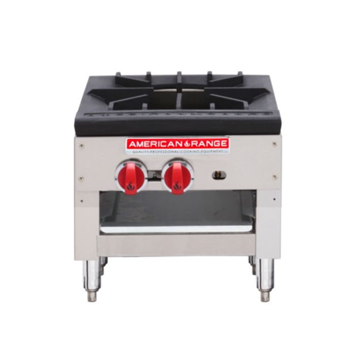 American Range SPSH-18-2 Dual Burner Gas Stock Pot Range 180000 BTU commercial stainless steel stock pot range, front view