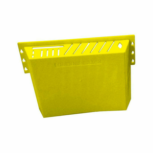 Alt Tag: Omcan 11544 Plastic Knife Rack Holds 12 Knives Yellow wall-mount commercial kitchen cutlery storage rack, durable easy-clean plastic