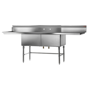 Rosko RO-SD-2424-LR24 96"W Two Compartment Sink with Drainboards