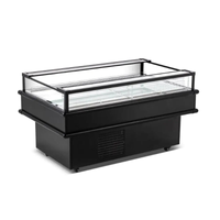 Alt Tag: Ancaster AFE IC61 61-inch Refrigerated Island Display Merchandiser Case open-top black refrigerated island display case
