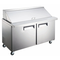 Alt Tag: Ancaster AFE-PTM-60 60.2 Inch Two-Door Mega Top Prep Table stainless steel refrigerated prep table with mega top lid