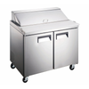 Alt Tag: Ancaster AFE-PTS-36 36 Inch Commercial Sandwich Salad Prep Table stainless steel refrigerated prep table with dual doors
