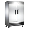 Alt Tag: Ancaster AFE SC47 54" Two-Door Solid Reach-In Refrigerator stainless steel commercial upright fridge with solid doors