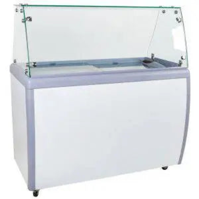 Alt Tag: Ancaster DC-360 glass top dipping cabinet ice cream freezer with sliding glass lid commercial display