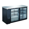 Alt Tag: Ancaster Food Equipment 60.8" Two-Door Glass Back Bar Cooler with two self-closing glass doors and adjustable shelves