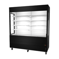 Ancaster Food Equipment 72-Inch Glass Sided Open Air Merchandiser Refrigerator open front display case with glass sides