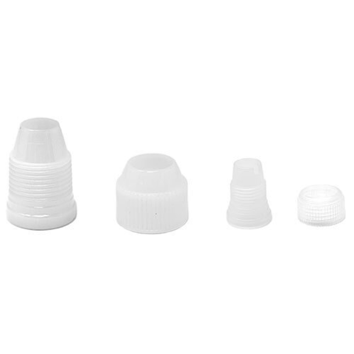 Omcan 48899 kit complet de décoration de gâteau de 73 pièces pour boulangers professionnels, attelages en plastique blanc et adaptateurs de pourboires