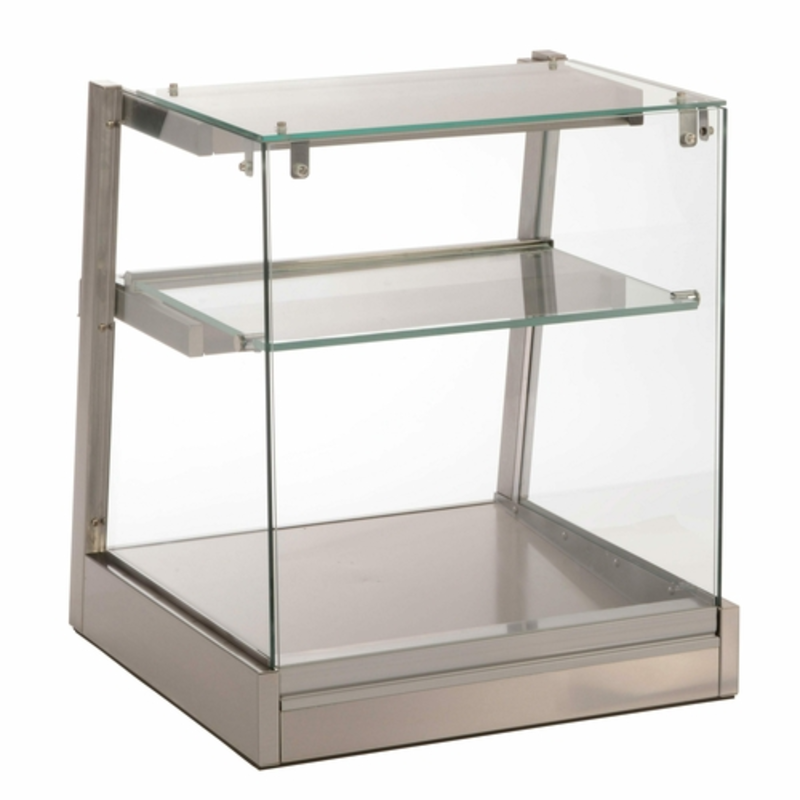 Countertop Heated Deli Display Case With Glass Shelves And Stainless Steel Base