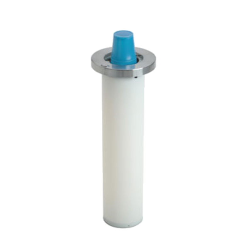In-Counter Cup Dispenser For Antunes SSDAC-10 Featuring A Blue Top And Sleek White Design.