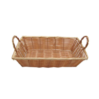OBB-1611 Oblong Tabletop Bread Basket 16" L x 11" W Tan Plastic