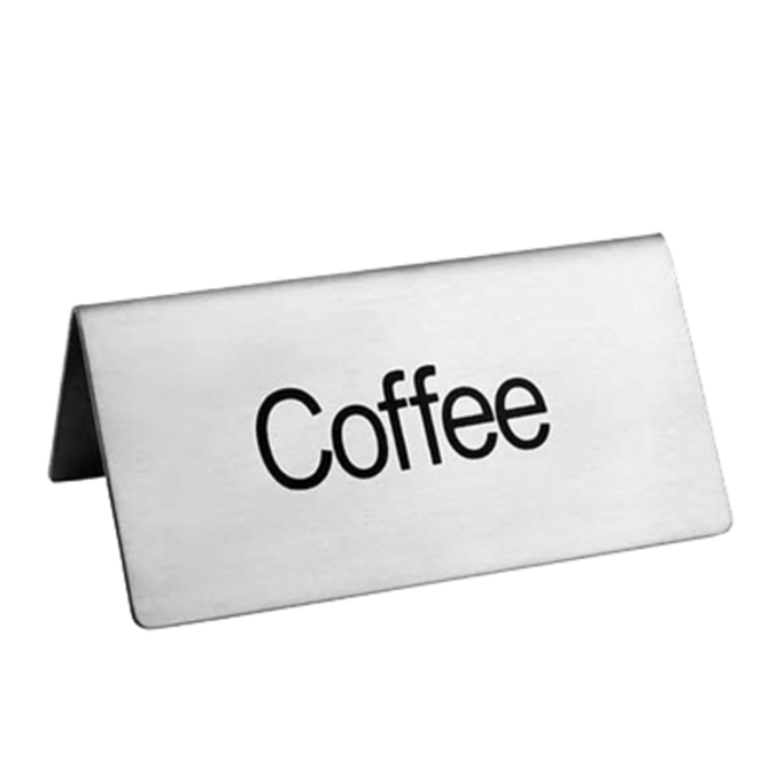 Omcan 80139 "Coffee" Stainless Steel Tabletop Tent Beverage Sign