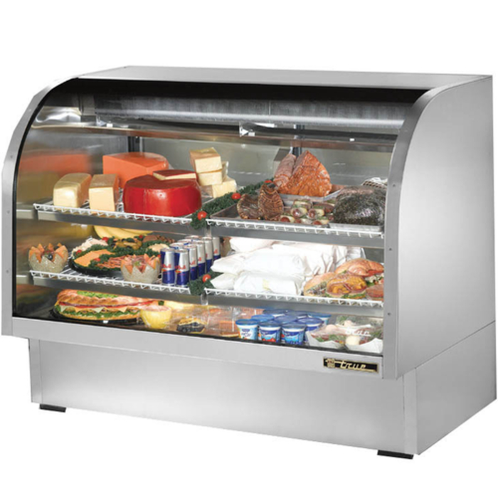 Vitrine réfrigérée de charcuterie en acier inoxydable à vitre courbe, 60-1/4 po