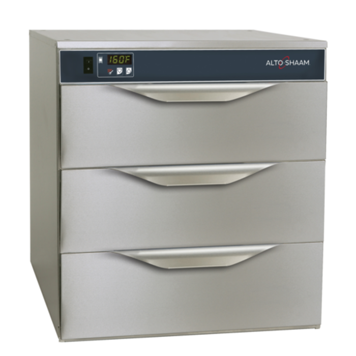 Alto-Shaam Warming Drawer With Three Drawers And Digital Temperature Control For Food Holding.