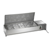Refrigerated Countertop Pan Rail With Stainless Steel Construction And Open Lid Showing Food Pans Inside
