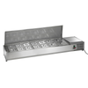 Refrigerated Countertop Prep Unit With Open Lid Showing Multiple Pans For Food Preparation.