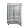 Two-Door Reach-In Refrigerator With Glass Doors And Stainless Steel Finish, Ideal For Commercial Kitchens
