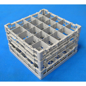 Dishwasher Glass Rack For 25 Glasses, Durable Gray Plastic Design, Ideal For Commercial Use.