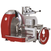 Trento OMAS 47706 Volano Flywheel Meat Slicer 11.5" x 10" Capacity professional Italian flywheel slicer with red finish and hand wheel