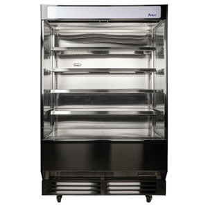 Atosa 51.4-inch Open Air Refrigerated Display Merchandiser Case open air refrigerated display with glass front and multi-tier shelves