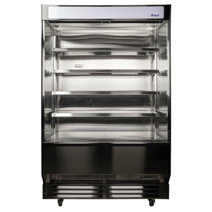 Atosa 51.4-inch Open Air Refrigerated Display Merchandiser Case open air refrigerated display with glass front and multi-tier shelves