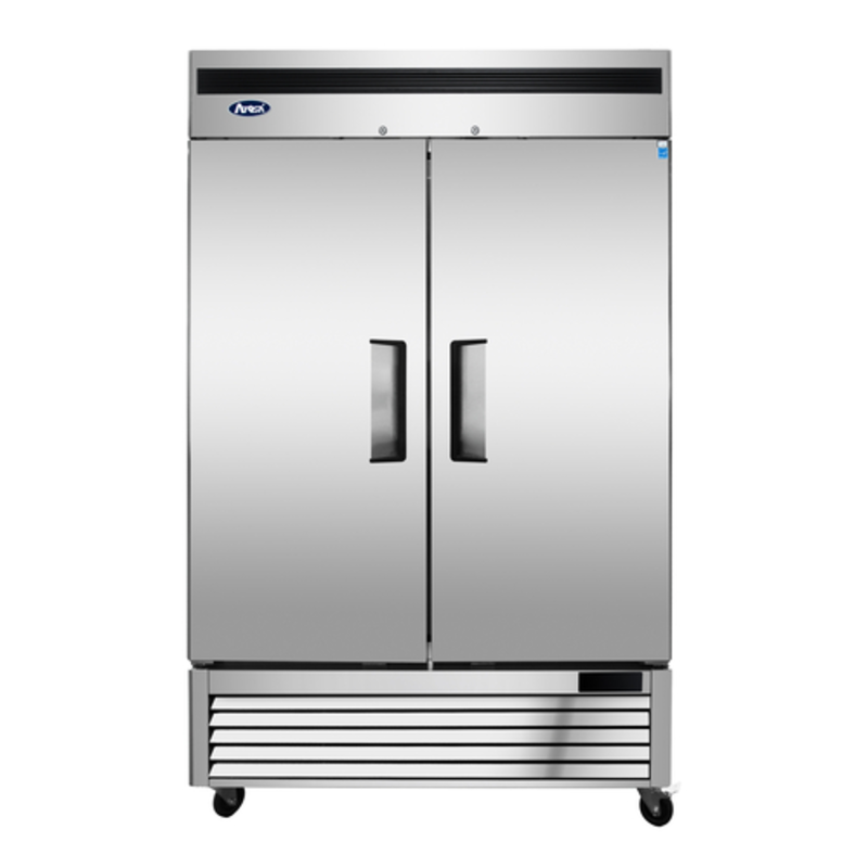 Alt Tag: Atosa 54 Inch Stainless Steel Bottom Mount Reach-In Refrigerator 2-door commercial kitchen unit, stainless steel exterior