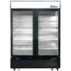 Atosa MCF8721ES 54.4" Two-Section Glass Door Freezer Merchandiser With Black Steel Exterior And Clear Glass Doors
