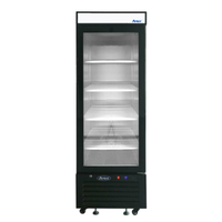 Atosa MCF8726GR réfrigérateur à porte en verre noir de 24 pouces avec vue de façade et réfrigérateur commercial avec porte vitrée