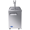 Alt Tag: Atosa Direct Draw Stainless Steel Keg Cooler 23-Inch Wide stainless steel direct draw kegerator with dual tap tower, front view