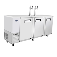Atosa 89.3 Inch Three Solid Door Direct Draw Beer Cooler stainless steel commercial 3-door keg cooler with dual tap towers