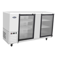 Alt Tag: Atosa SBB69GGRAUS1 68-inch Glass Door Back Bar Cooler Refrigerator with two swinging glass doors and stainless steel exterior