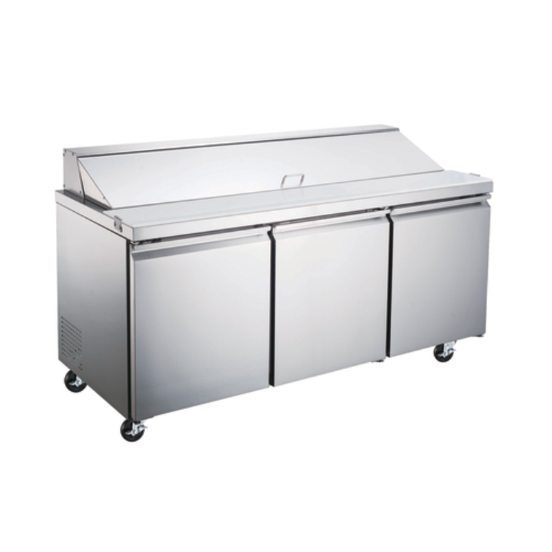 Omcan 50048 70-Inch Refrigerated Sandwich Prep Table With Three Doors For Organizing Ingredients