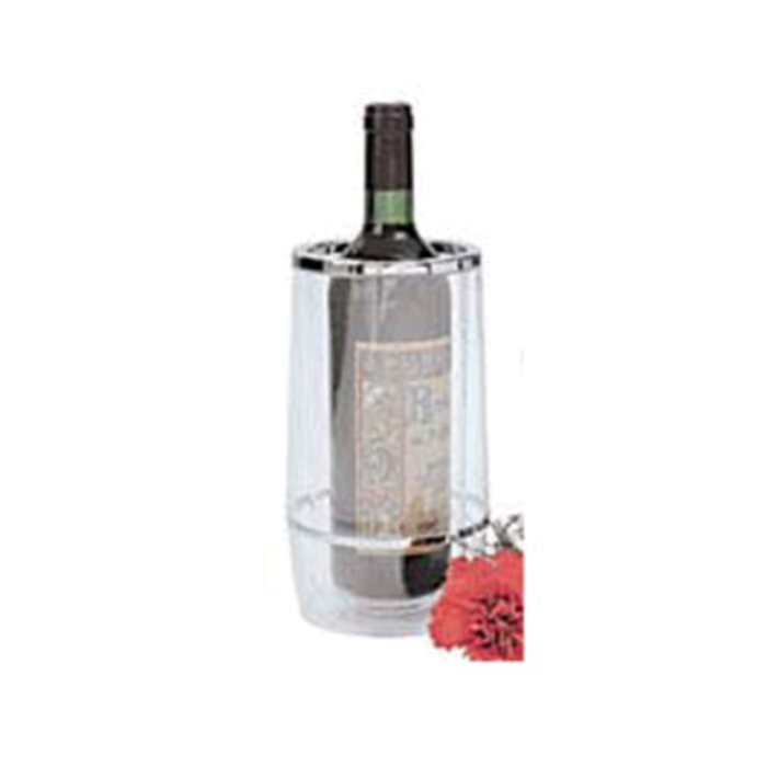 Double Wall Acrylic Wine Bucket Cooler 4 Qt With A Wine Bottle Displayed Inside And Flowers Next To It