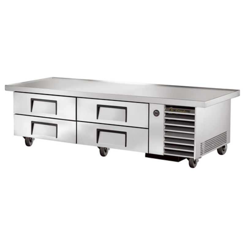 True TRCB-79-86-HC 86-1/4 Inch Four-Drawer Refrigerated Chef Base For Professional Kitchens