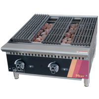 24 Inch Lava Rock Gas Charbroiler Equipped With Grates And Lava Rocks, Ideal For Professional Kitchens And Food Trucks.
