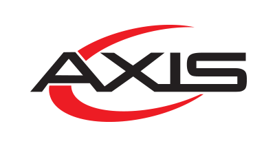 Axis logo with red and black design on a white background