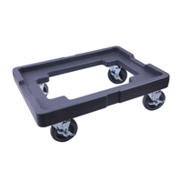 Alt Tag: Omcan 80955 Heavy-Duty Commercial ABS Plastic 5 Dough Box Dolly with 4 swivel casters for easy dough box transport