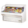 True THAC-60-HC-LD 60-Inch Horizontal Open Air Merchandiser Displaying Various Beverages And Snacks