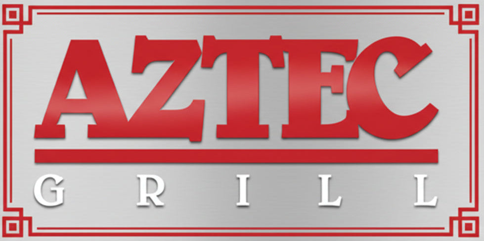Aztec Grill logo in red and white