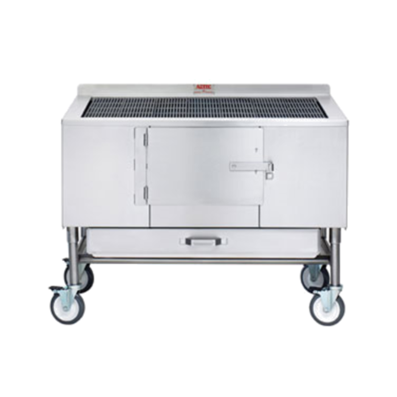 Aztec Grill ST-48 48" Wood Burning Commercial Charbroiler with Stainless Steel Design and Wheels