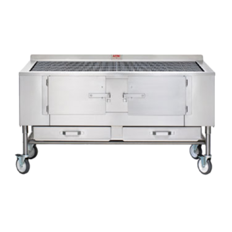 Wood Charcoal Charbroiler Aztec Grill ST-66 With Stainless Steel Finish And Two Storage Drawers