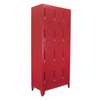 Alt Tag: Omcan 48883 Commercial 18-Door Steel Staff Locker with Secure Compartments red steel locker cabinet with 18 lockable doors