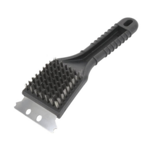 Alt Tag: Omcan 48591 Panini Grill Cleaning Brush heavy-duty grill brush with carbon steel bristles and scraper for commercial kitchen cleaning