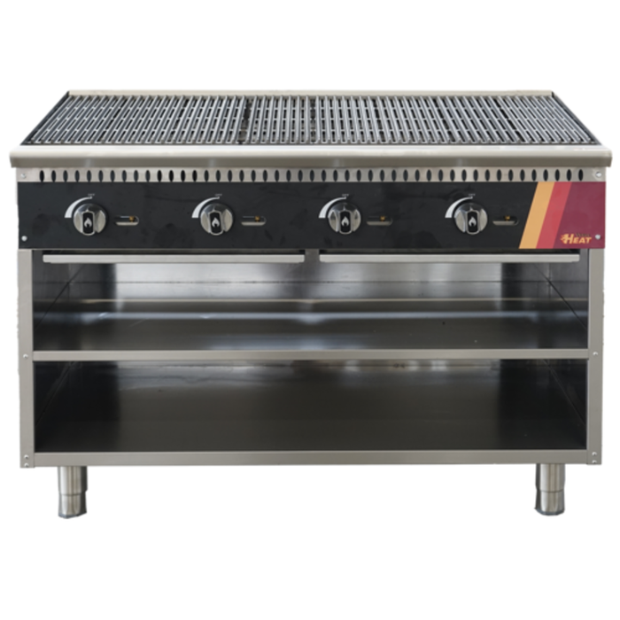 H Series Cooktop Cabinet Base Featuring A Heavy-Duty Griddle With Four Burners And Open Storage Area Underneath