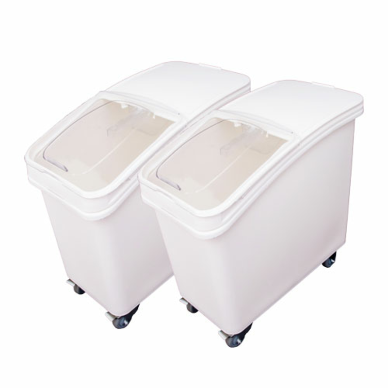 OMCAN 80986 27 Gallon Mobile Dry Ingredient Storage Bin with sliding lid and casters for flour, sugar, and grains