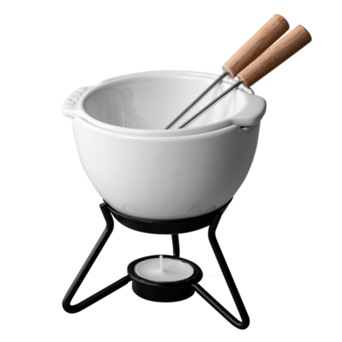 Boska 320402 Choco Fondue Petit Marie Ceramic Pot with Wood Handles