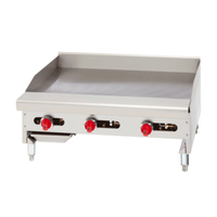 72 Inch Gas Countertop Griddle With Stainless Steel Exterior And Three Control Knobs For Commercial Kitchens