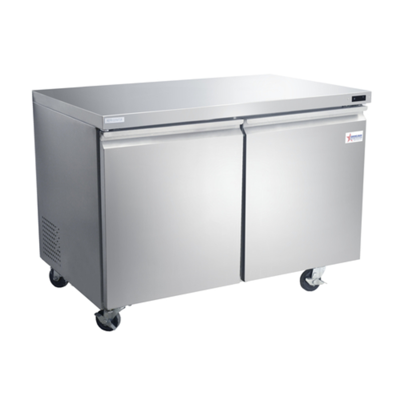 Omcan 50056 48-Inch Wide Stainless Steel Undercounter Reach-In Refrigerator On Wheels