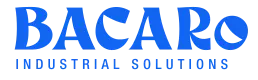 Bacaro Industrial Solutions logo in blue on a white background
