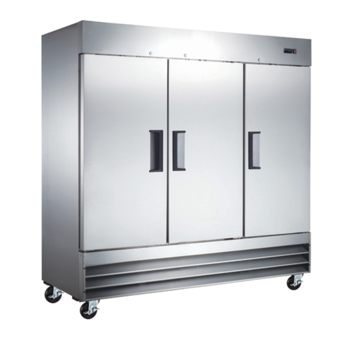 Omcan 50028 81" 72 cu. ft. Three-Section Reach-In Refrigerator